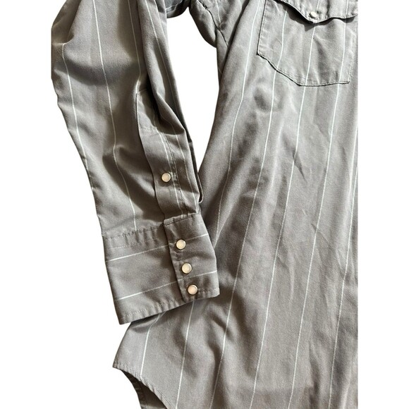 VTG Flying R Ranchwear Western Shirt Mens L Gray Striped Pearl Snap USA made - Picture 2 of 13